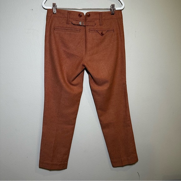Anthropologie paper boy relaxed cropped mid rise wool blend pants burnt orange - Picture 2 of 11
